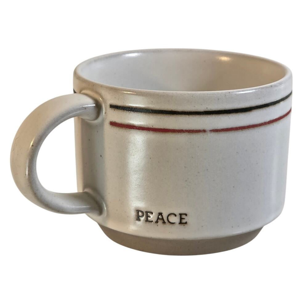 Hearth and Hand Magnolia Christmas Peace Mug Stoneware Coffee Tea Red Green